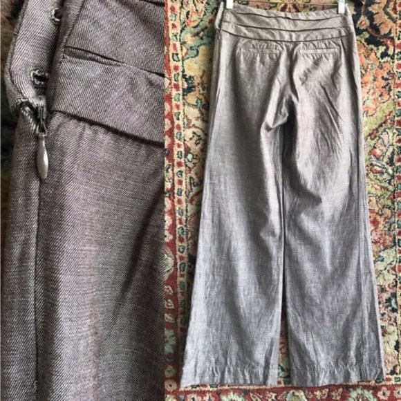 AnthroWide Leg Trousers Side Button Cumberland Ple - Picture 3 of 8